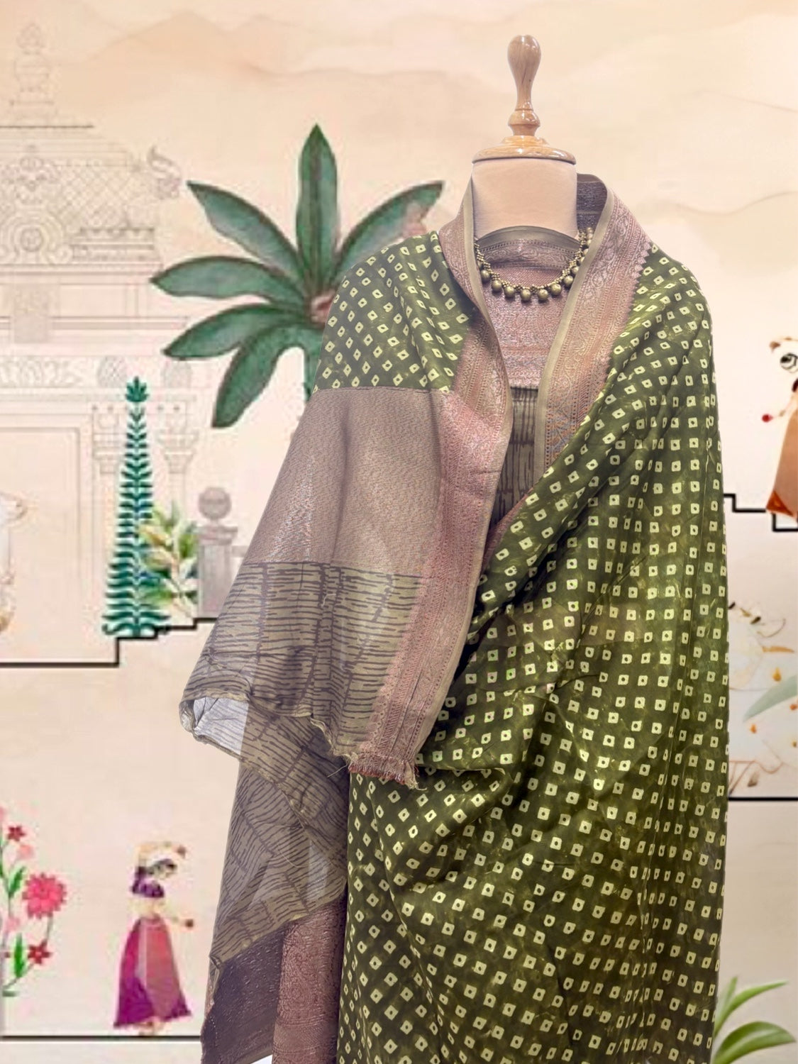 Lippan Mehendi Printed Cotton Saree