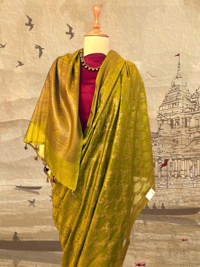 Suhasini Mehendi Green Cotton Cutwork Saree