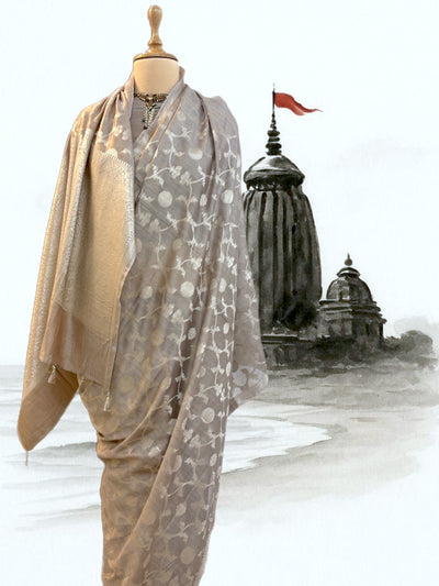 Gokarna Beige Gold Cotton Saree
