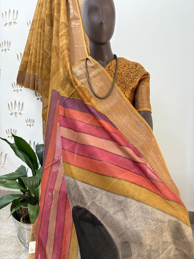 Bindu Naad Mustard Printed Cotton Saree