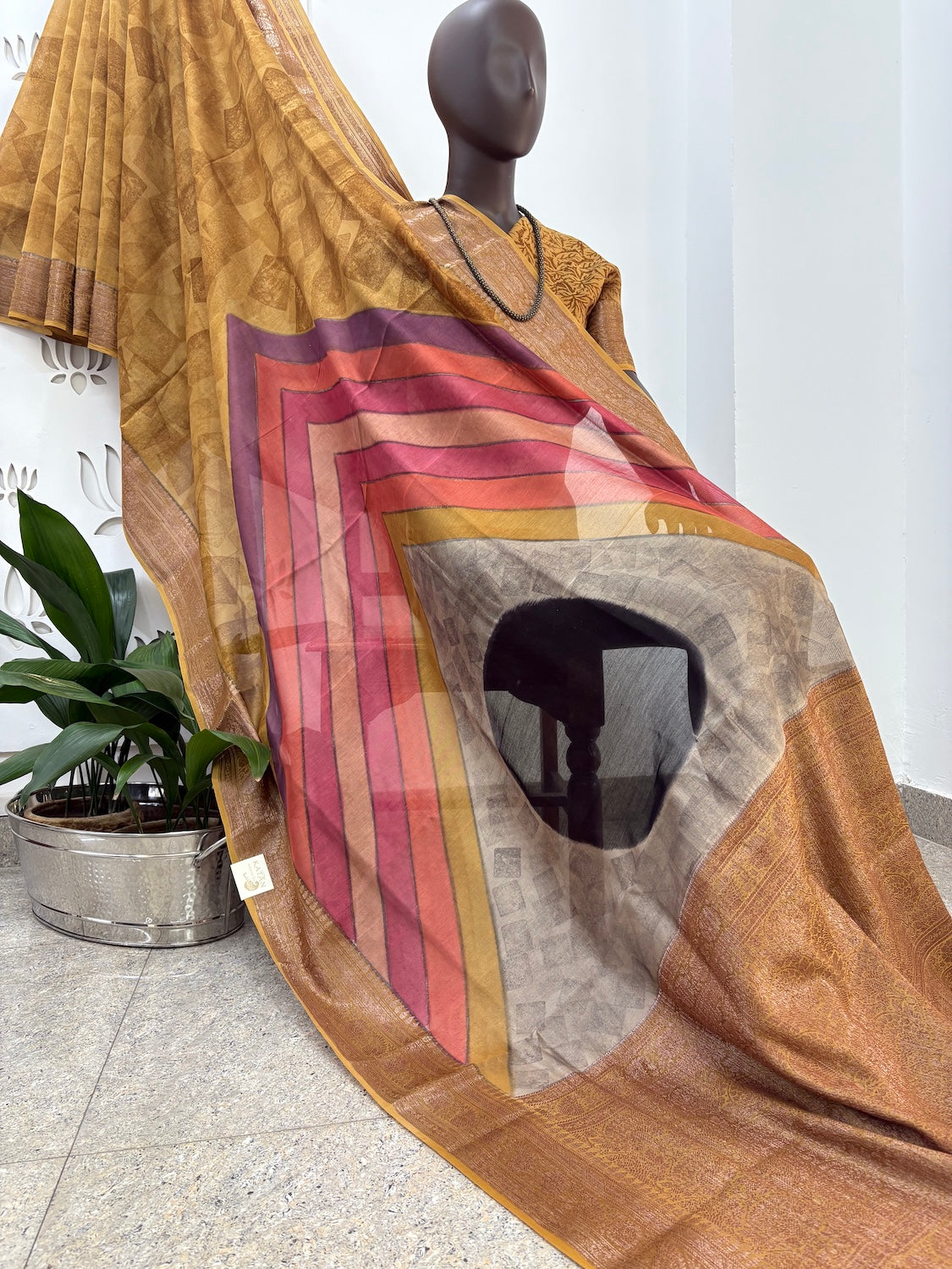 Bindu Naad Mustard Printed Cotton Saree