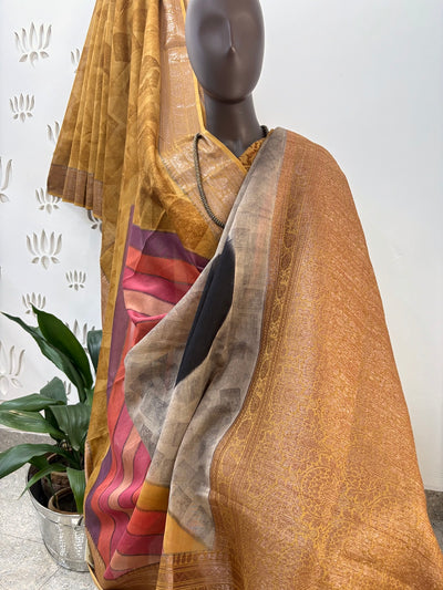 Bindu Naad Mustard Printed Cotton Saree
