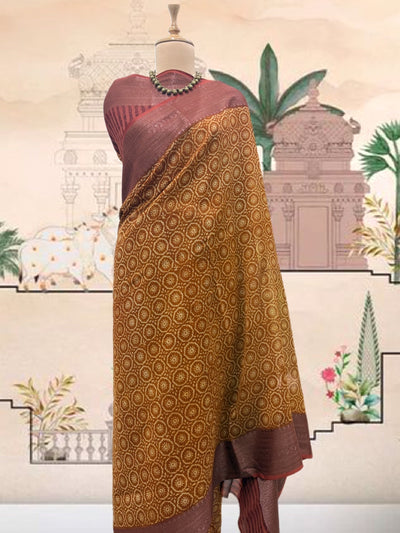 Banjara Mustard Printed Cotton Saree