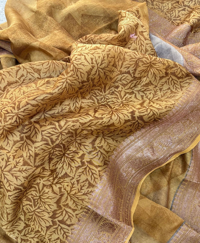 Bindu Naad Mustard Printed Cotton Saree