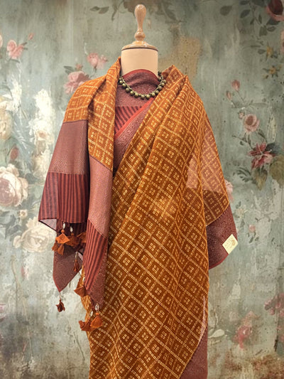 Gangaur Mustard Printed Cotton Saree