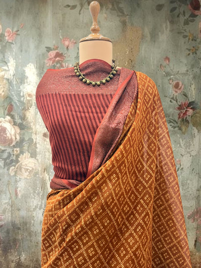 Gangaur Mustard Printed Cotton Saree
