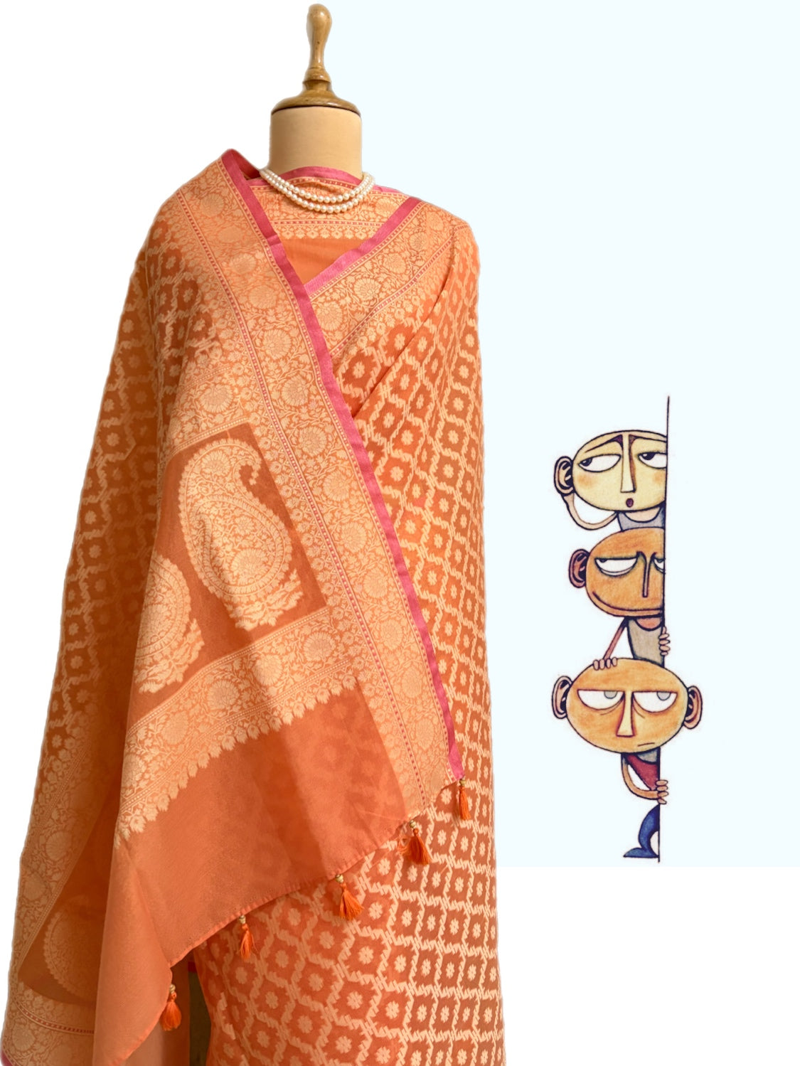 Pesky Orange Cotton Saree