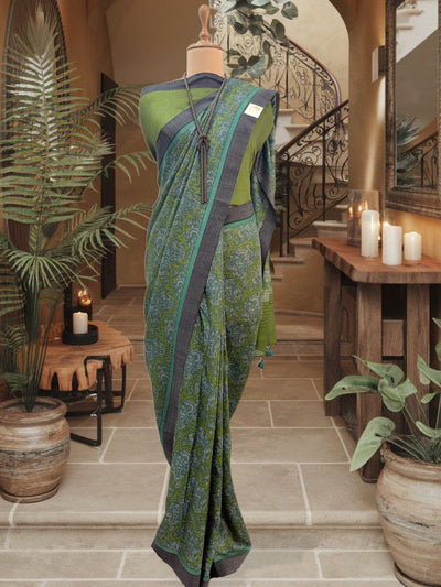 Pichola Green Cotton Saree