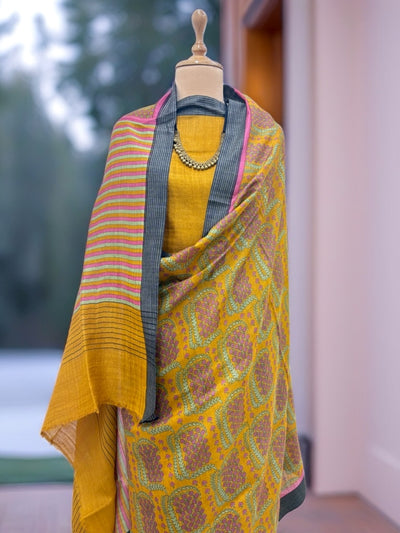 Pichola Yellow Cotton Saree