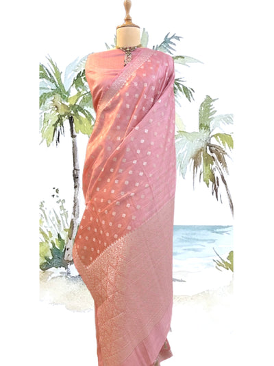 Alibaug Peach Cotton Saree