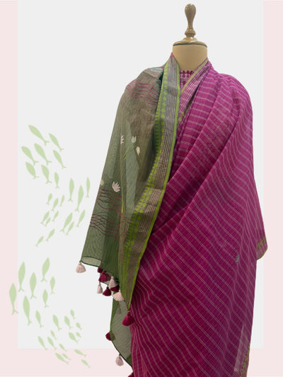 Secret Pond Pink Embroidered Cotton Saree