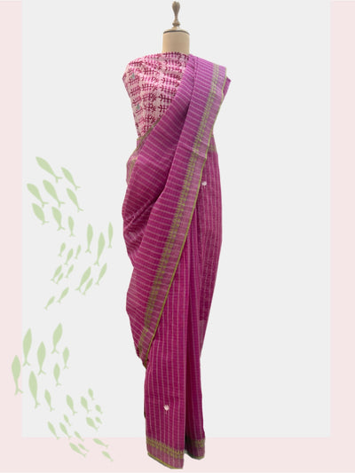 Secret Pond Pink Embroidered Cotton Saree