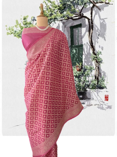 Mademoiselle Pink  Cotton Saree