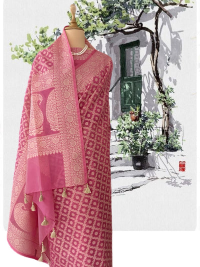 Mademoiselle Pink  Cotton Saree