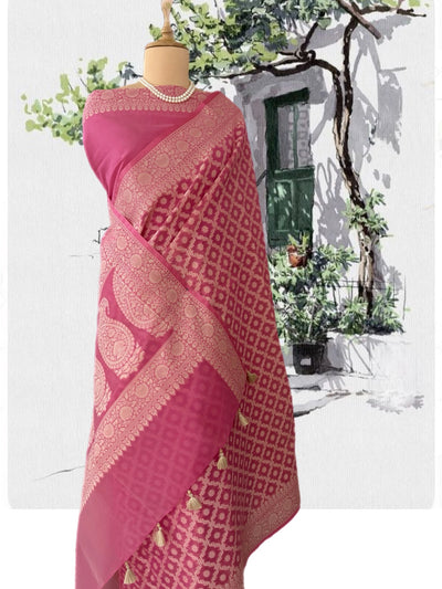 Mademoiselle Pink  Cotton Saree