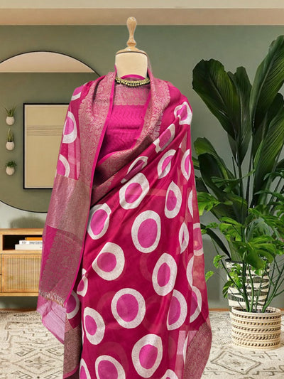 Naad Bindu Pink Printed Cotton Saree