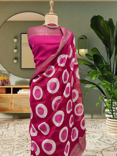 Naad Bindu Pink Printed Cotton Saree