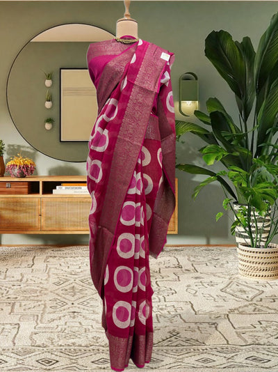 Naad Bindu Pink Printed Cotton Saree