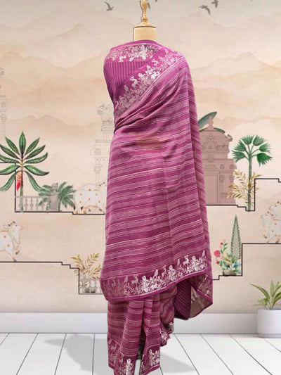 Chilika Pink Printed Cotton Saree