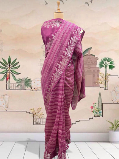 Chilika Pink Printed Cotton Saree