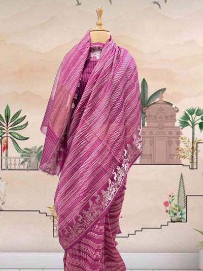 Chilika Pink Printed Cotton Saree