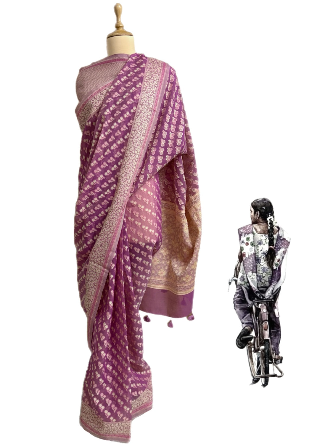 Orchard Plum Cotton Saree