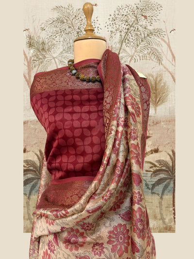 Plumeria Beige Printed Cotton Saree