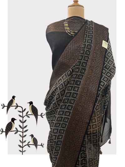Prajakta Black Printed Cotton Saree