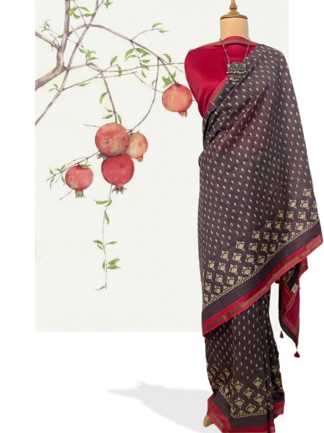 Periyar Kathai Brown Printed Cotton Saree
