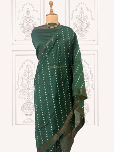 Neran Green Printed Cotton Sari