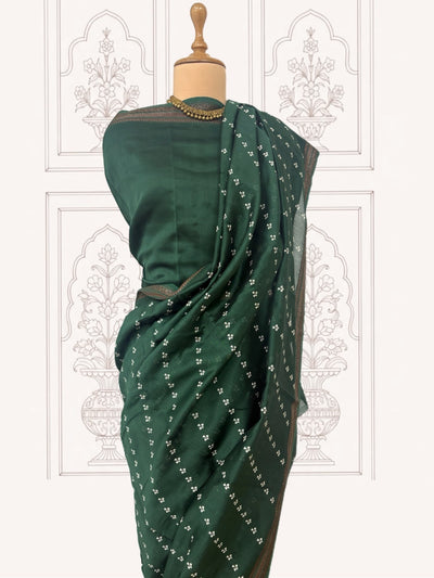 Neran Green Printed Cotton Sari