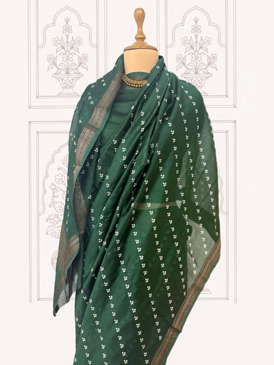 Neran Green Printed Cotton Sari