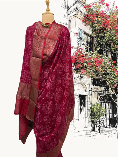 Gulmohar Red Printed Cotton Sari