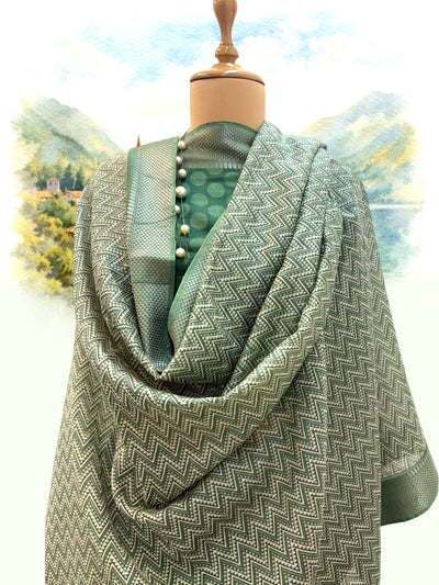 Lake Como Green Printed Cotton Saree