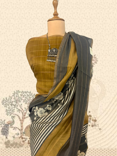 Gondwana Grey Printed Cotton Saree