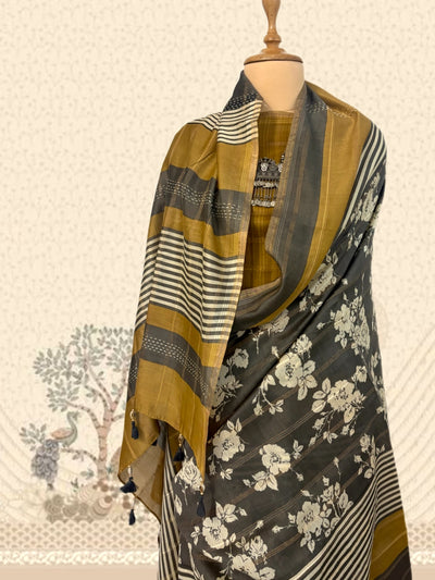Gondwana Grey Printed Cotton Saree