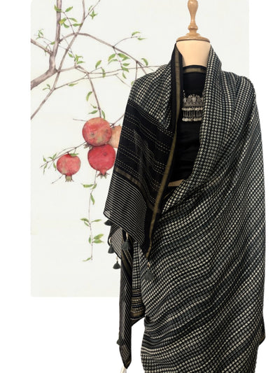 Subansiri Grey & Black Printed Cotton Saree