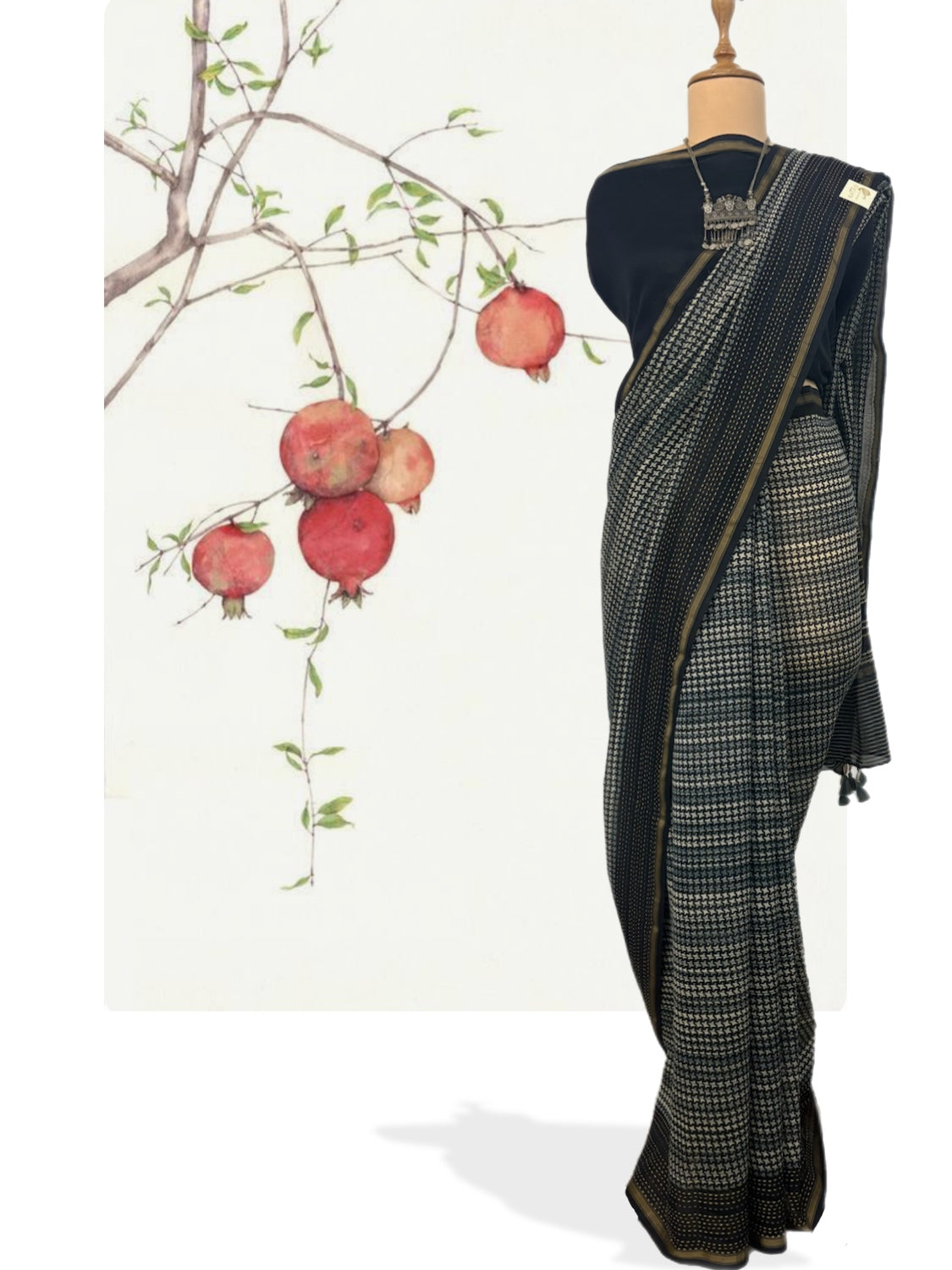 Subansiri Grey & Black Printed Cotton Saree