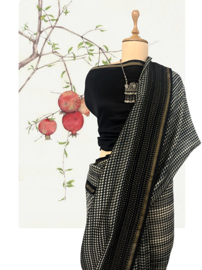 Subansiri Grey & Black Printed Cotton Saree