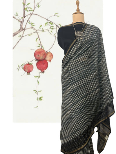 Subansiri Grey & Black Printed Cotton Saree
