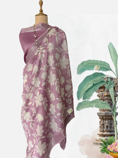 Munnar Mauve Printed Cotton Saree