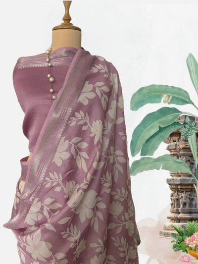 Munnar Mauve Printed Cotton Saree