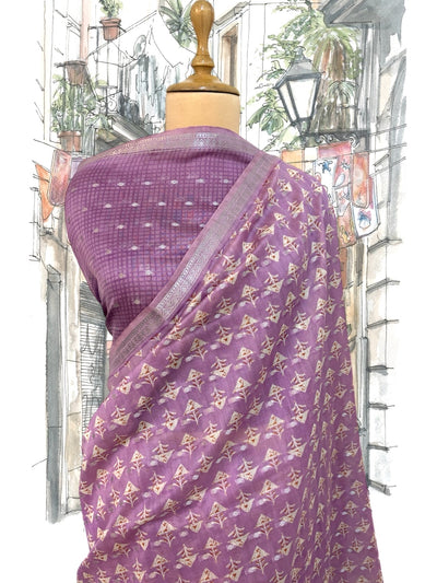 Barcelona Mauve Printed Cotton Saree