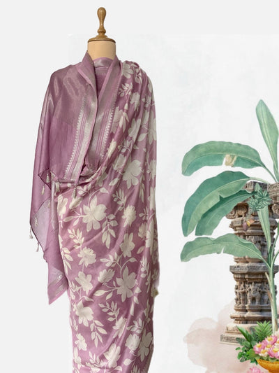 Munnar Mauve Printed Cotton Saree