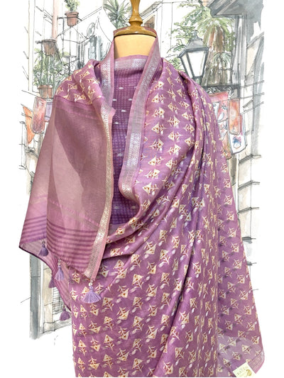 Barcelona Mauve Printed Cotton Saree