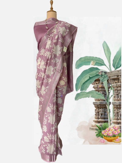 Munnar Mauve Printed Cotton Saree