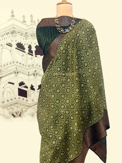 Dhriti Green Printed Cotton Saree