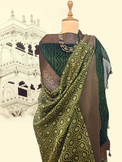 Dhriti Green Printed Cotton Saree