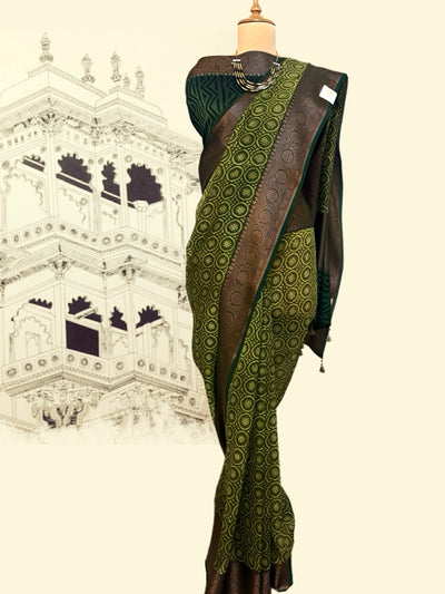Dhriti Green Printed Cotton Saree