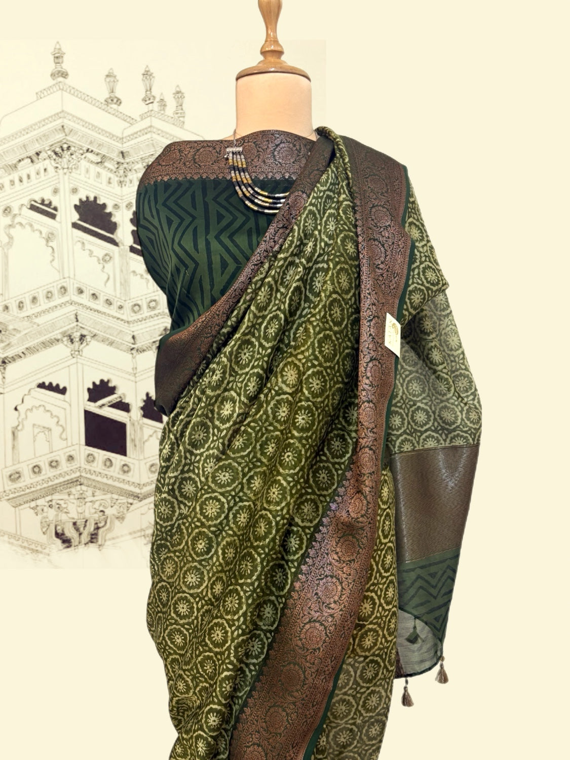 Dhriti Green Printed Cotton Saree